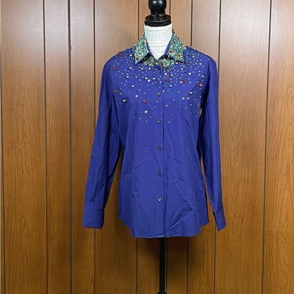 Dries Van Noten Clavelly Degrade Beaded Shirt size 40/us size 8 - Picture 2 of 11